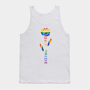 Gay Pride Flag Rose Flower Tank Top